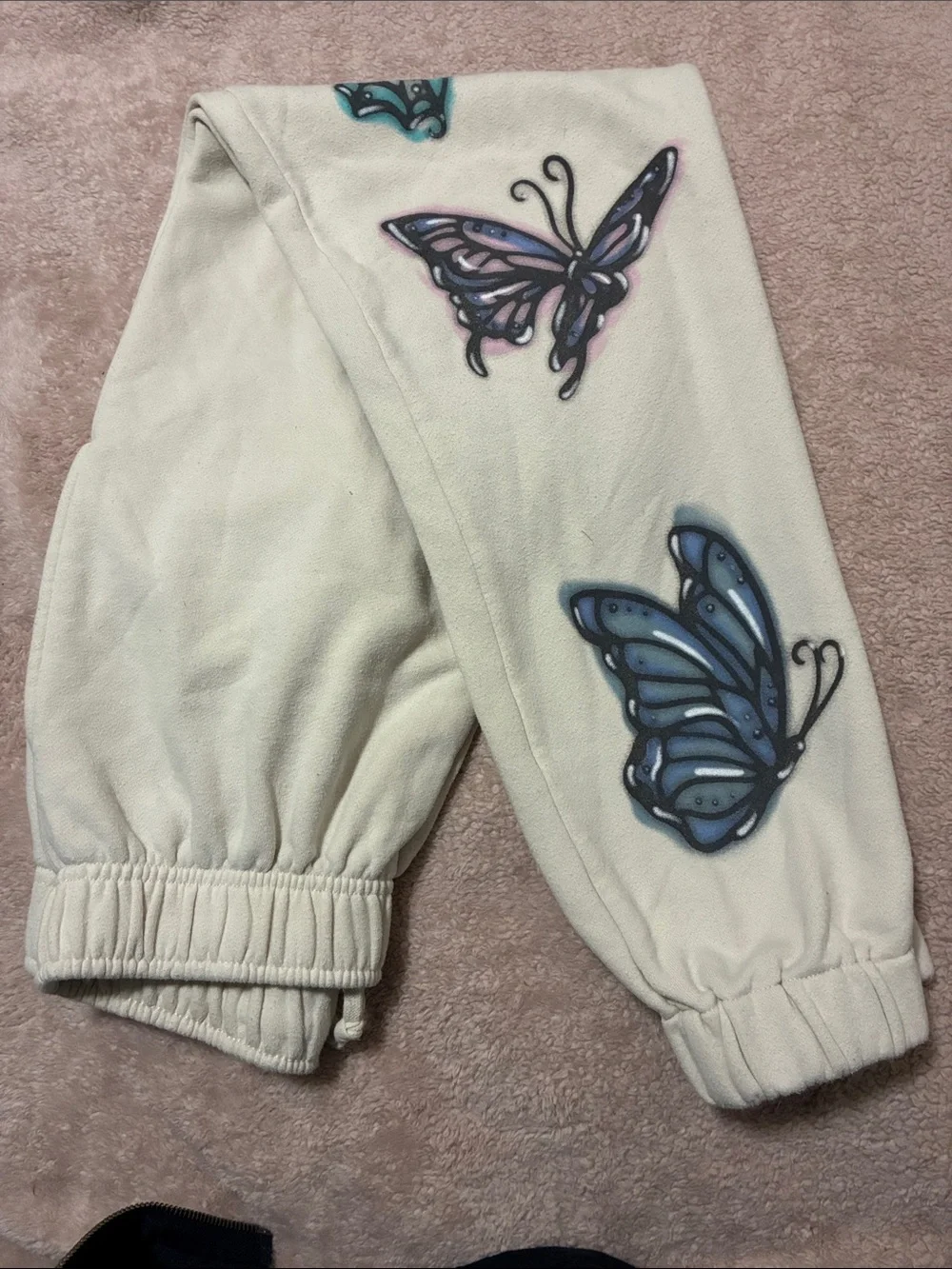 wild fable Cream Sweat Pants with Purple and Blue Butterflies - Picture 2 of 3